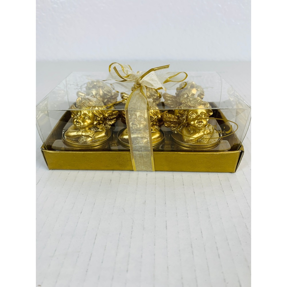 Clair de Lune Angel Tea Light Candles Unisex OS Gold Cherub Set Gift Box 6pc